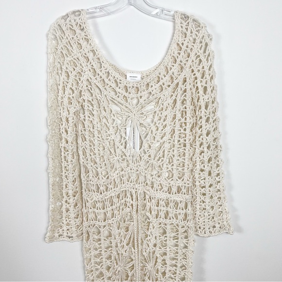 Anna Kosturova Handmade Crochet Knit Long Sleeve Maxi Dress Size Small NWT Cream - Picture 3 of 12
